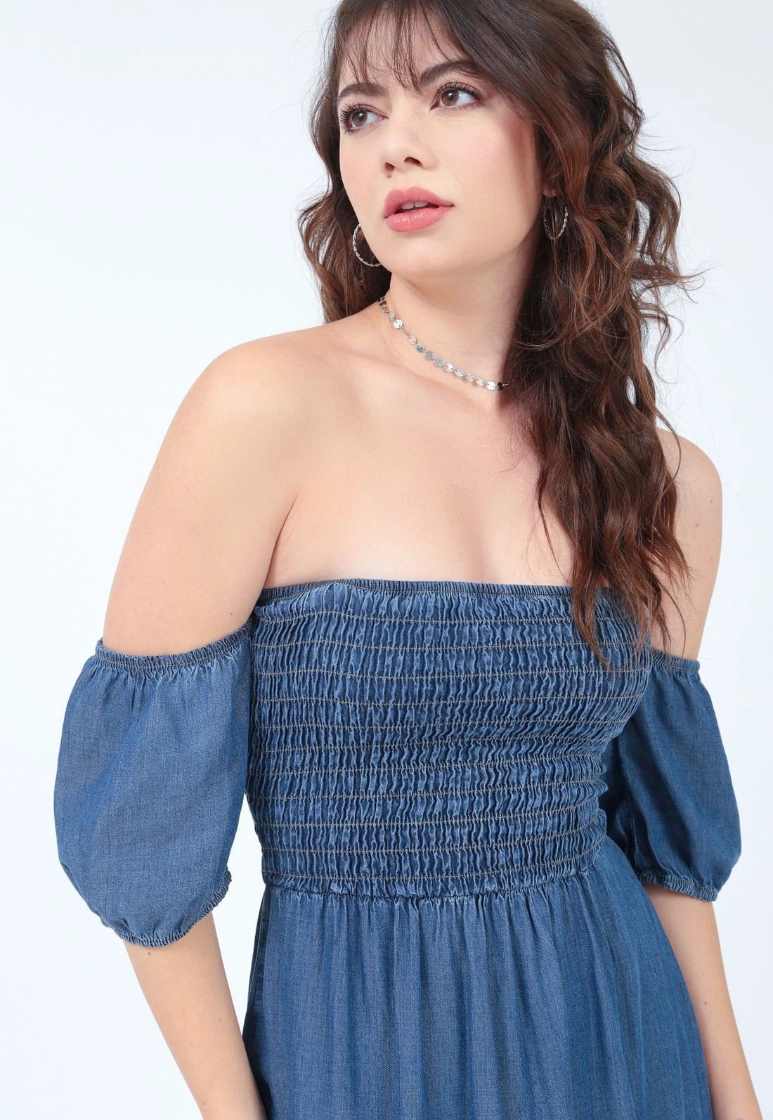 Vestido Lyocel Manga Curta Midi Elastex
