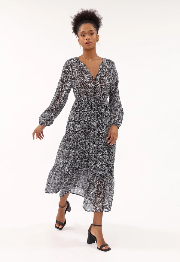 Vestido Chiffon Midi Animal Print