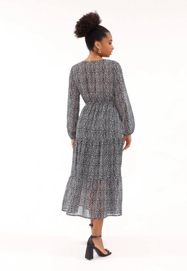 Vestido Chiffon Midi Animal Print