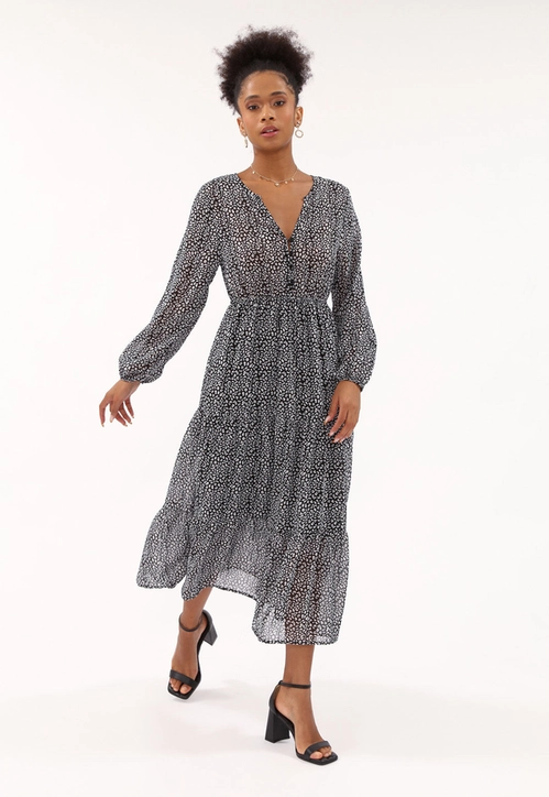 Vestido Chiffon Midi Animal Print