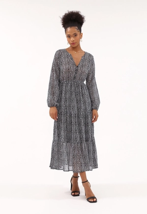 Vestido Chiffon Midi Animal Print