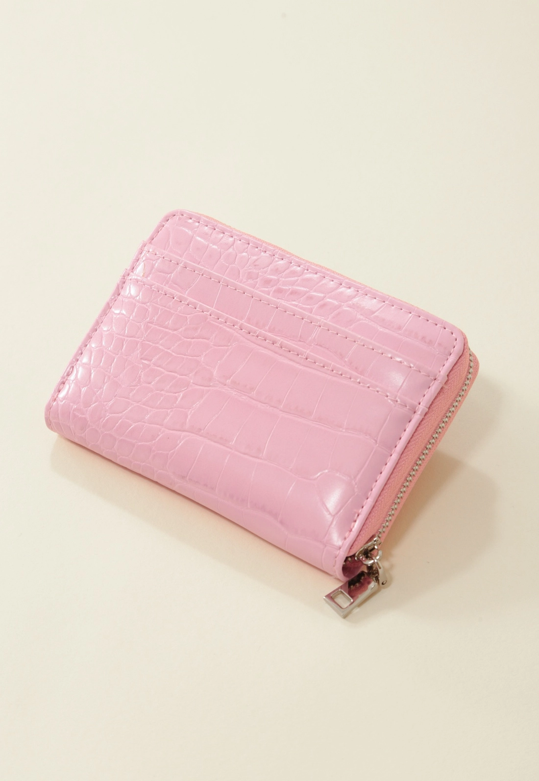 Carteira Mini Pu Croco Zíper Metal Coração