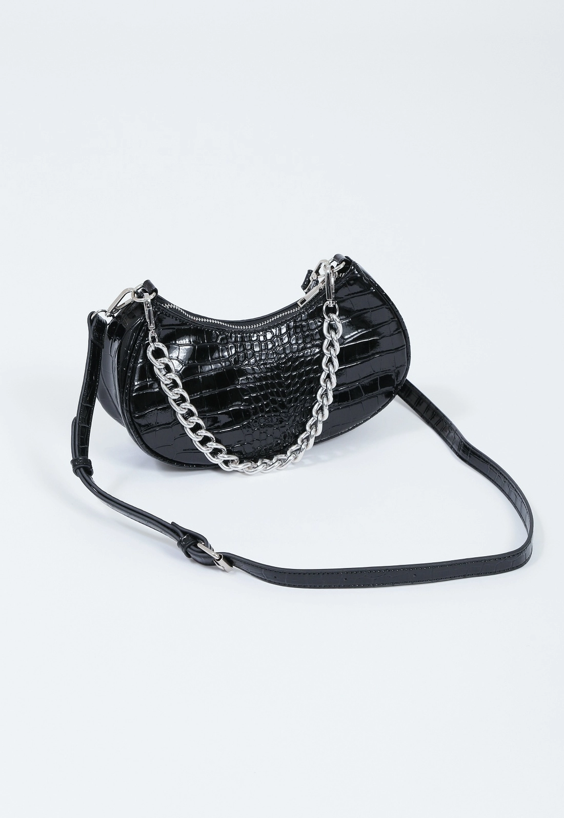 Bolsa Baguete Pu Croco Corrente