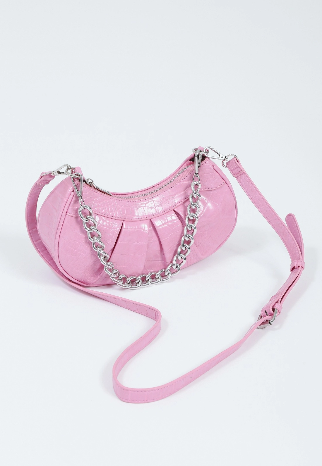Bolsa Baguete Pu Croco Corrente