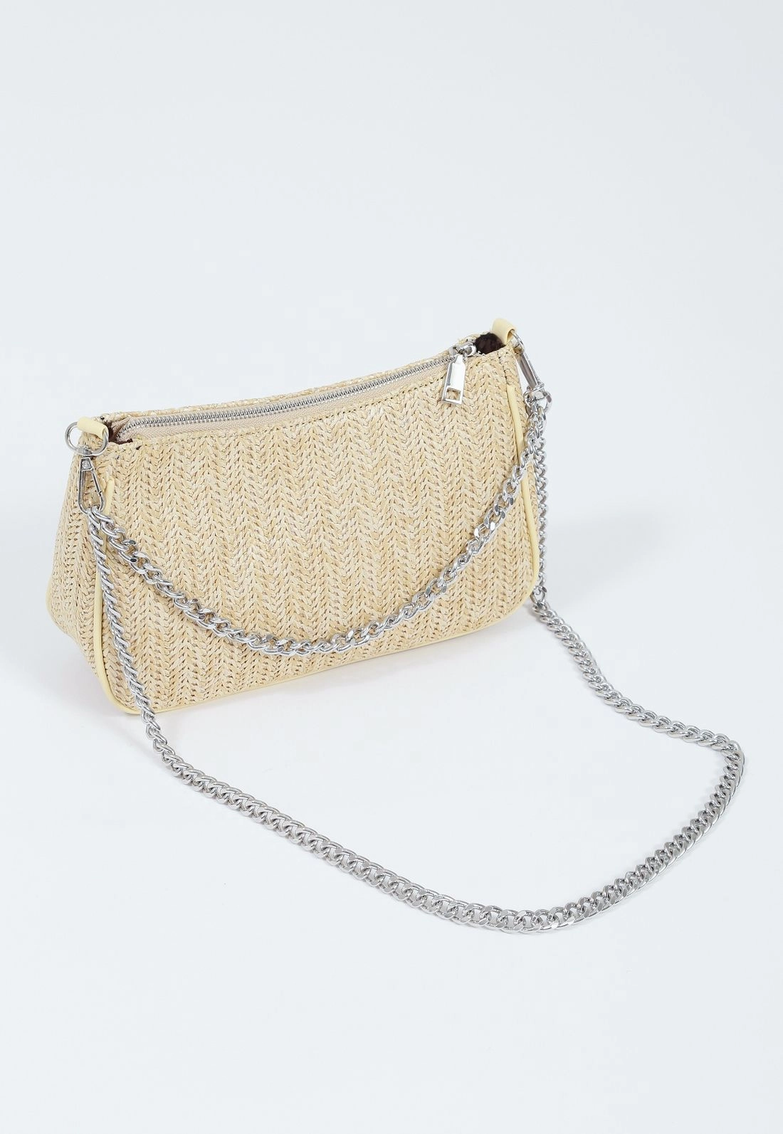 Bolsa Palha Viés Alça Corrente