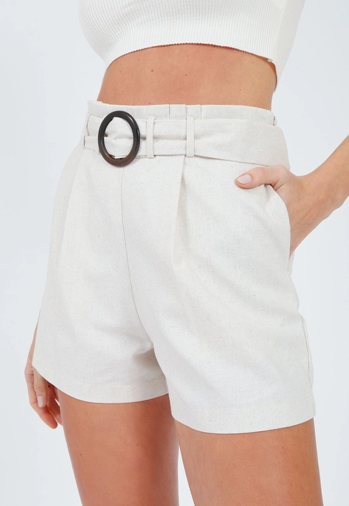Shorts Linho Prega Clochard Faixa