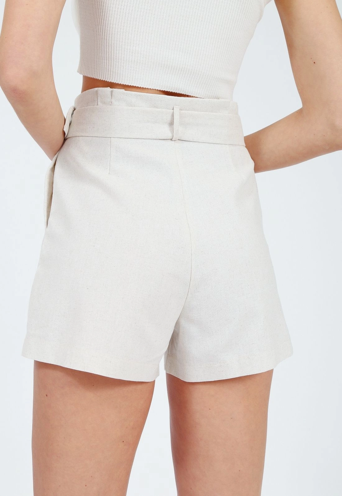 Shorts Linho Prega Clochard Faixa