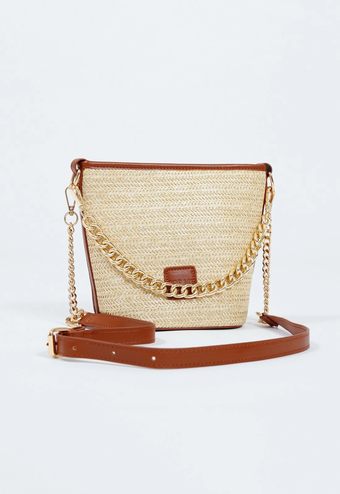 Bolsa Palha Viés Alça Pu