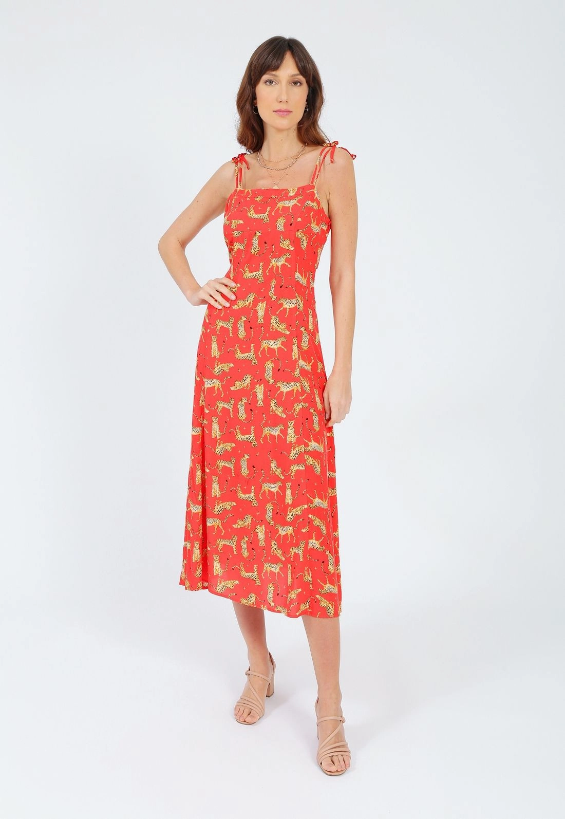 Vestido Viscose Longo Recorte Busto