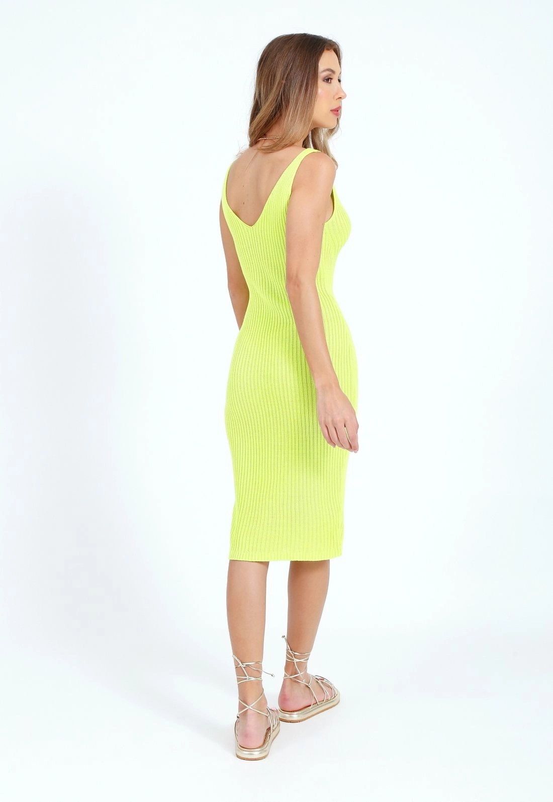 Vestido Tricô Midi Sem Manga