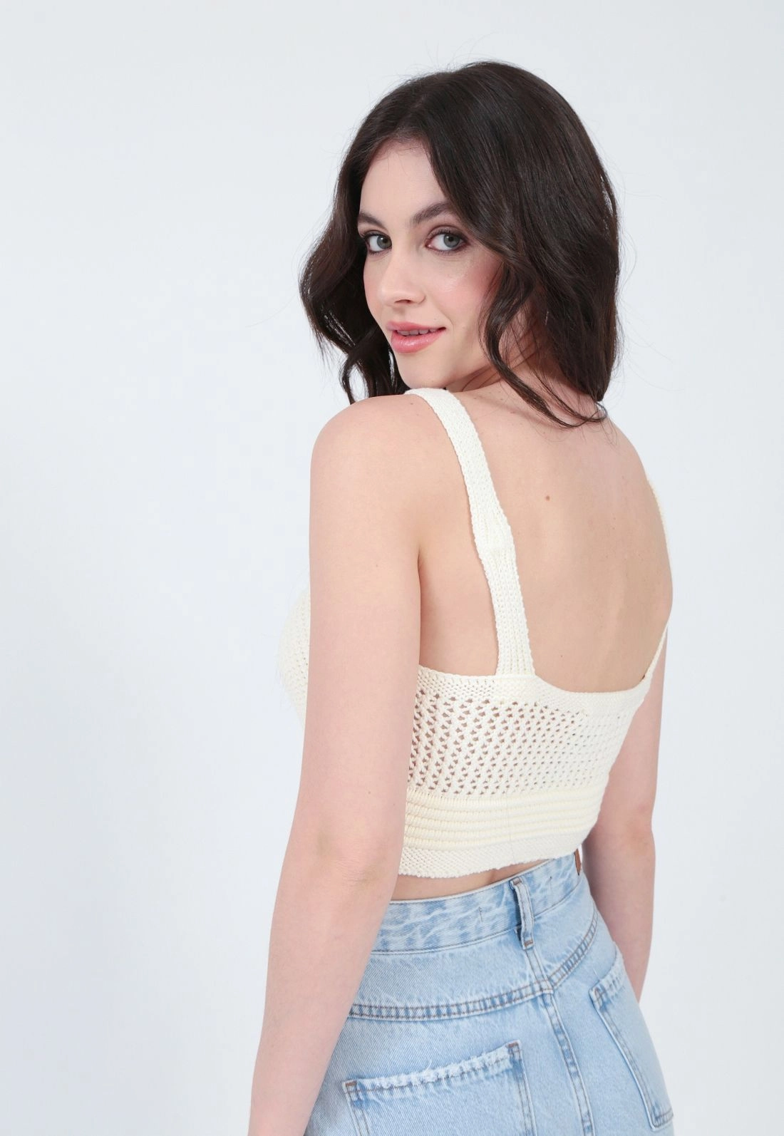 Cropped Tricô Alça Jaquard