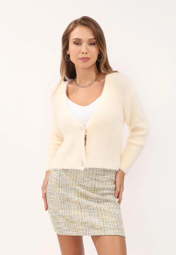 Cardigan Pelinho M/L Botao Cristal