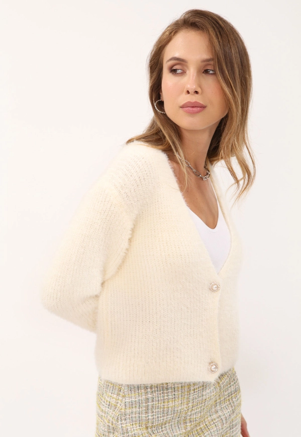 Cardigan Pelinho M/L Botao Cristal