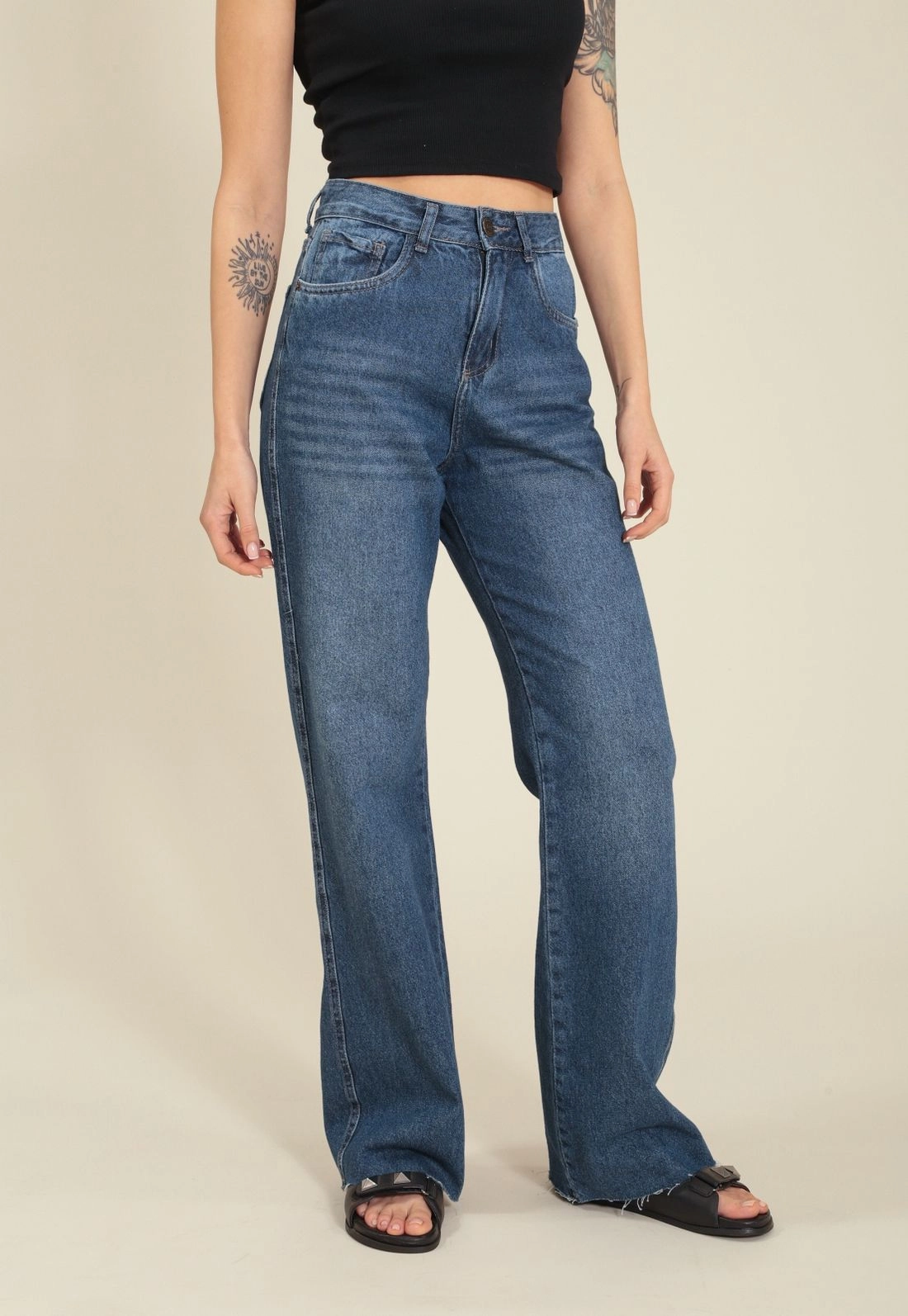 Calça Jeans Reta Azul Escuro