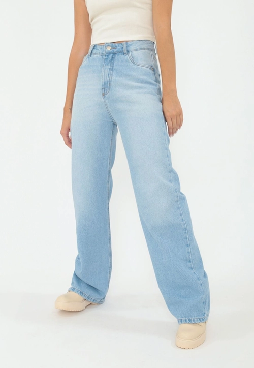 Calca Jeans Wide Leg Azul Clara