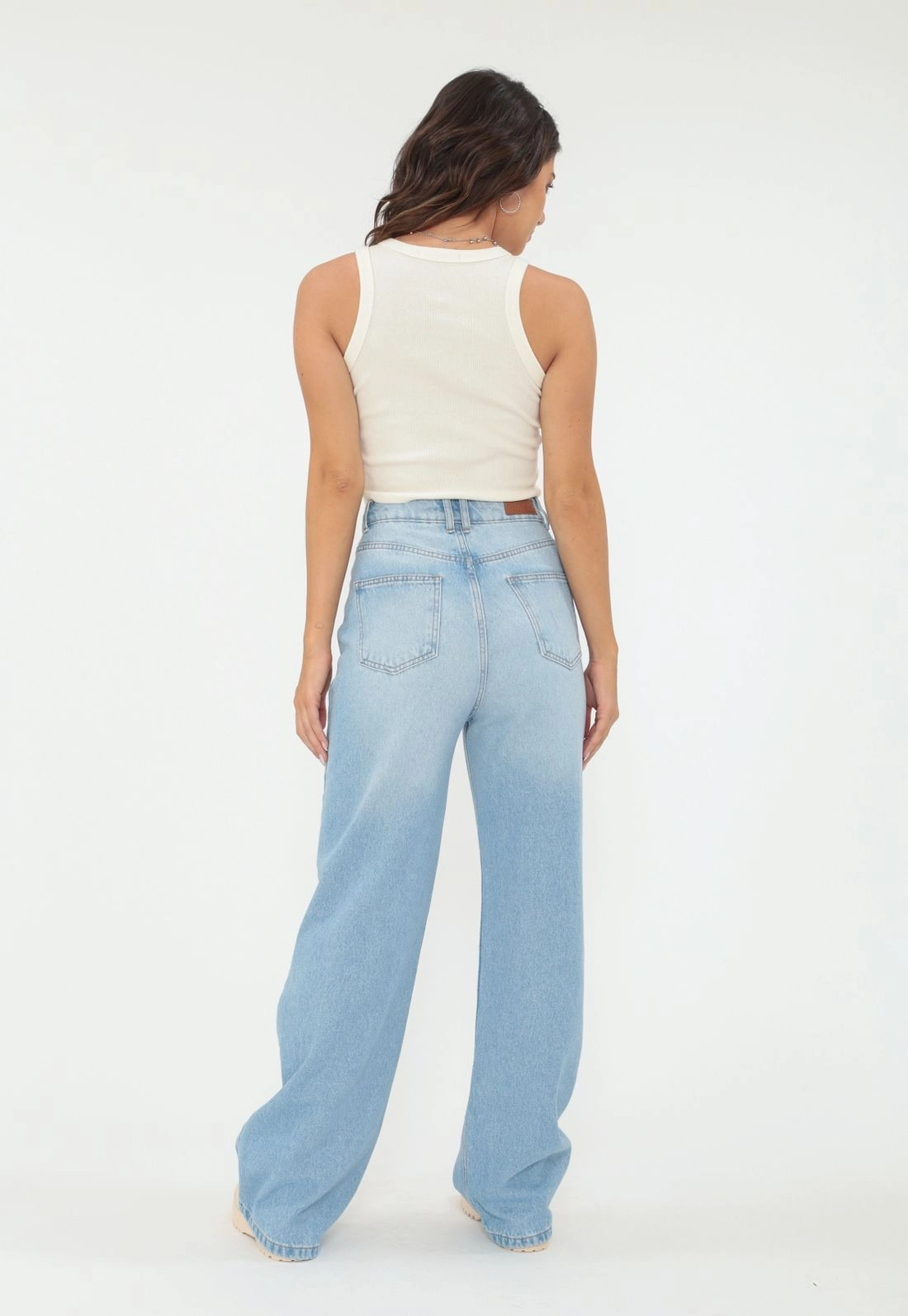 Calca Jeans Wide Leg Azul Clara