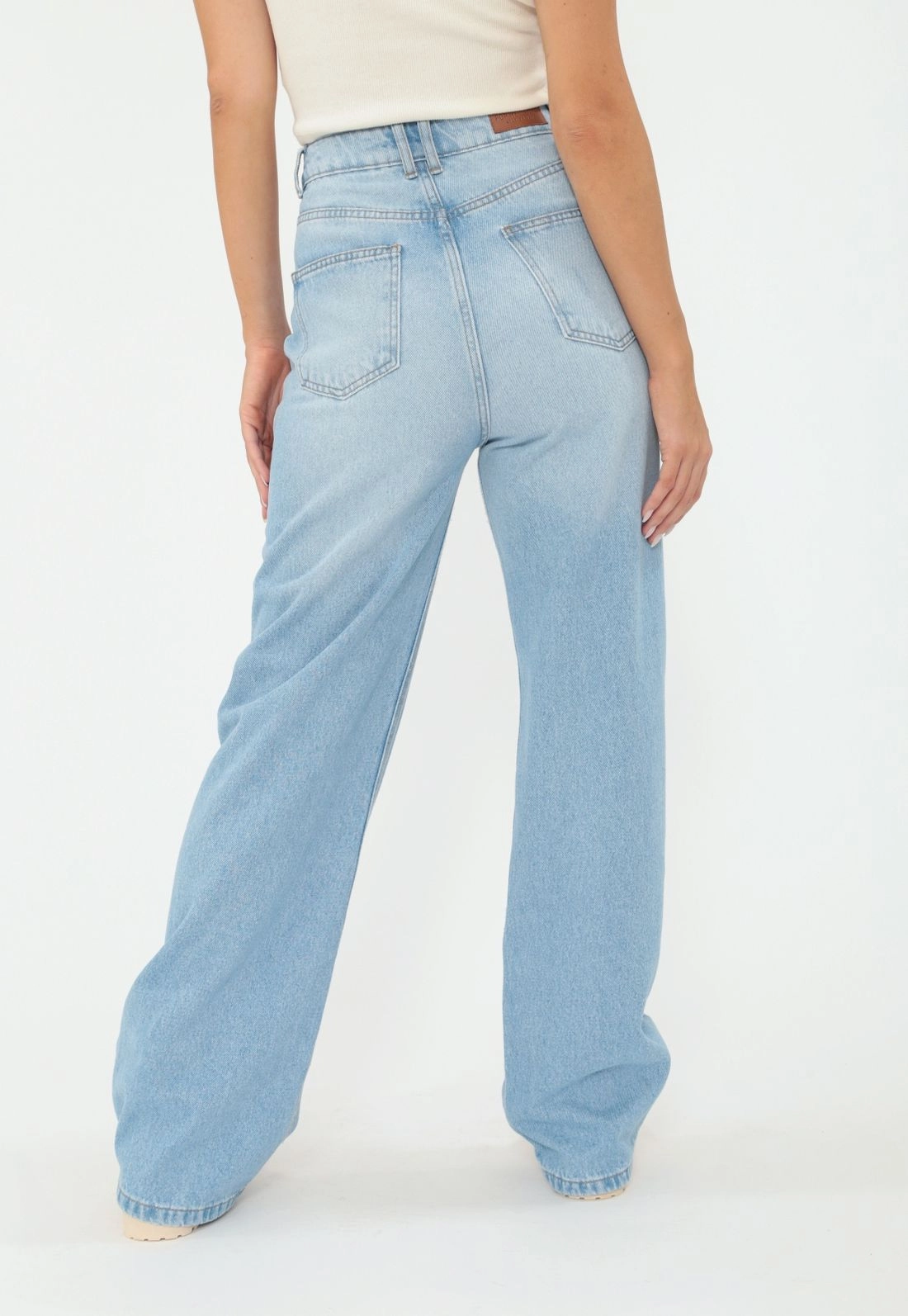 Calca Jeans Wide Leg Azul Clara