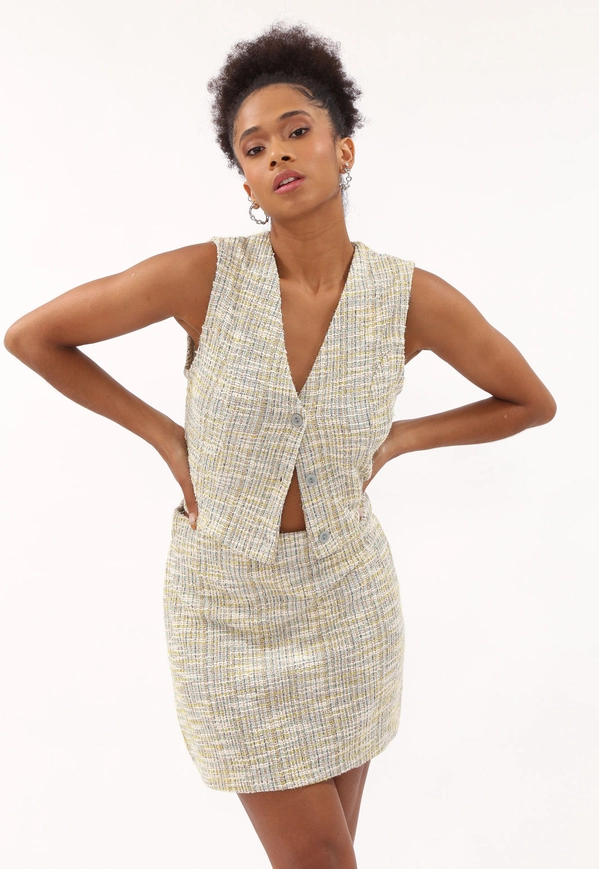 Colete Malha Tweed Botões