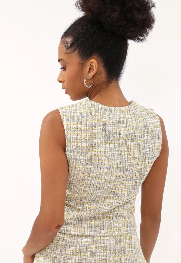 Colete Malha Tweed Botões