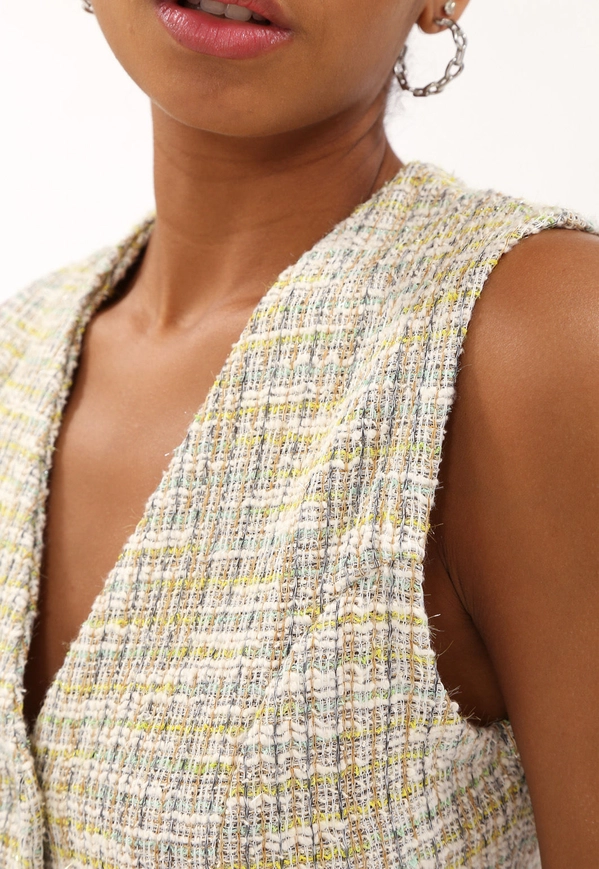 Colete Malha Tweed Botões