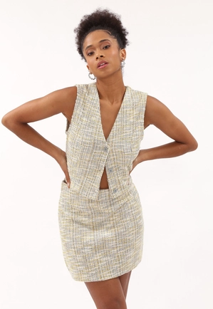 Colete Malha Tweed Botões