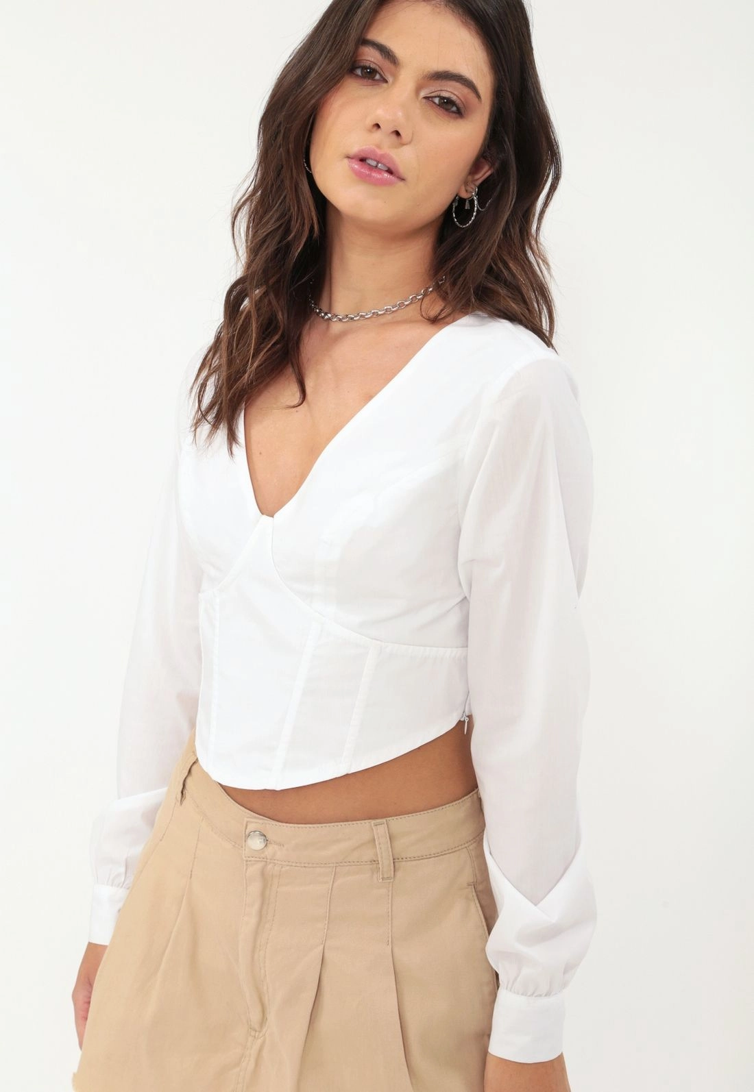 Blusa Corset Tricoline Recorte Busto