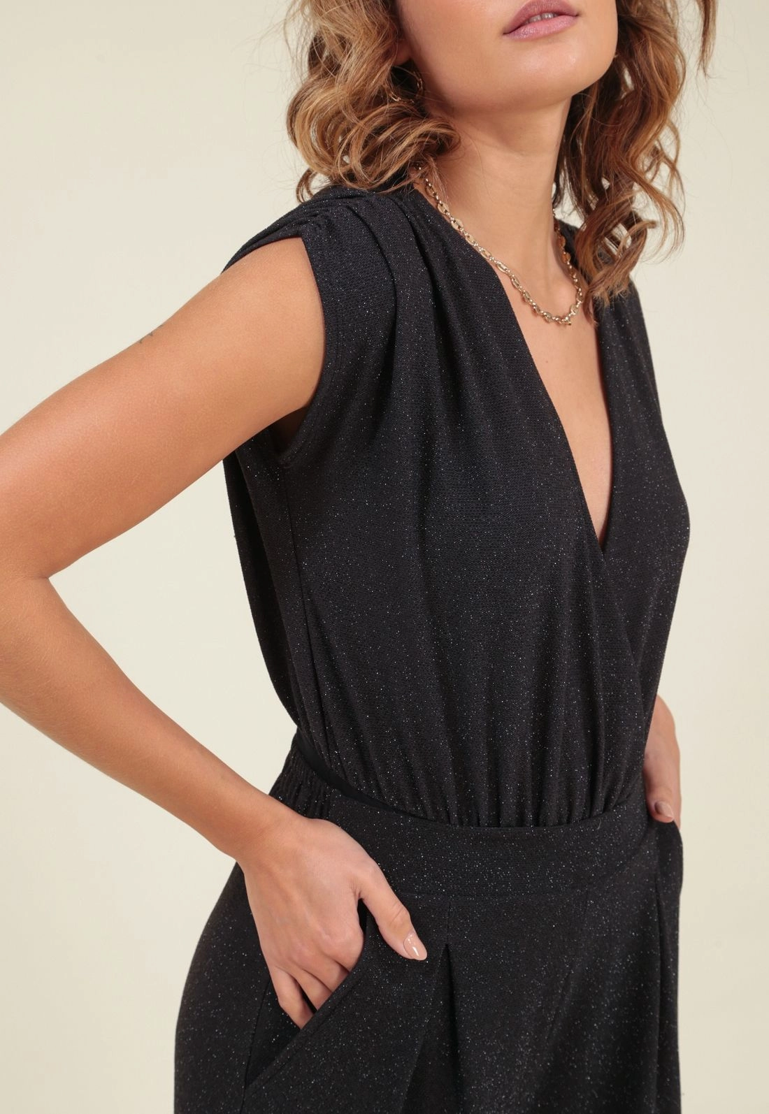 Calca M/Lurex Pantalona Prega