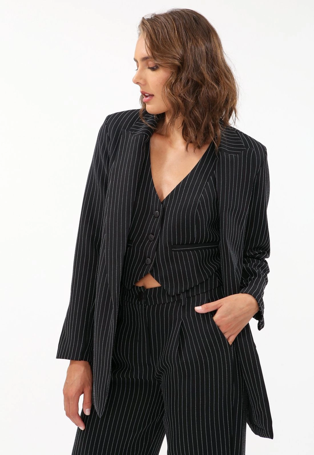 Blazer Crepe Risca de Giz