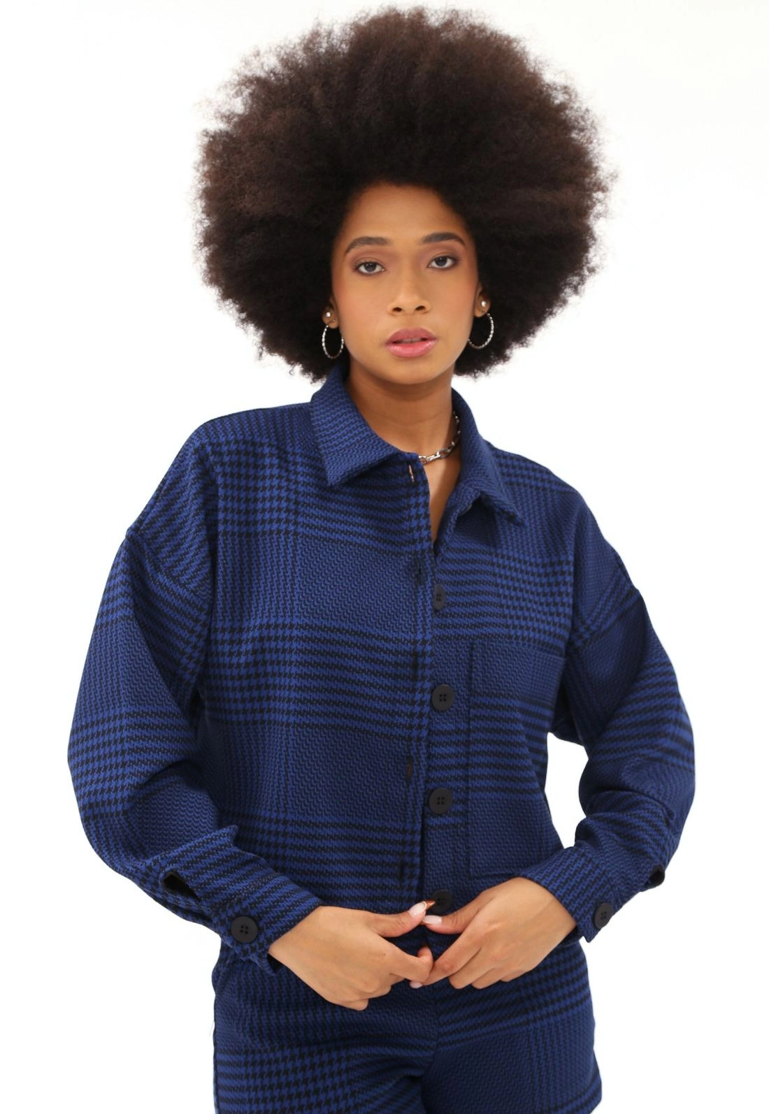 Camisa Xadrez Manga Longa Bolso