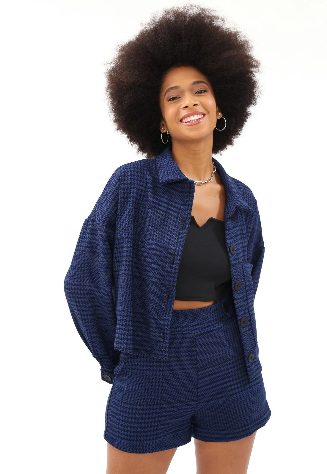 Camisa Xadrez Manga Longa Bolso