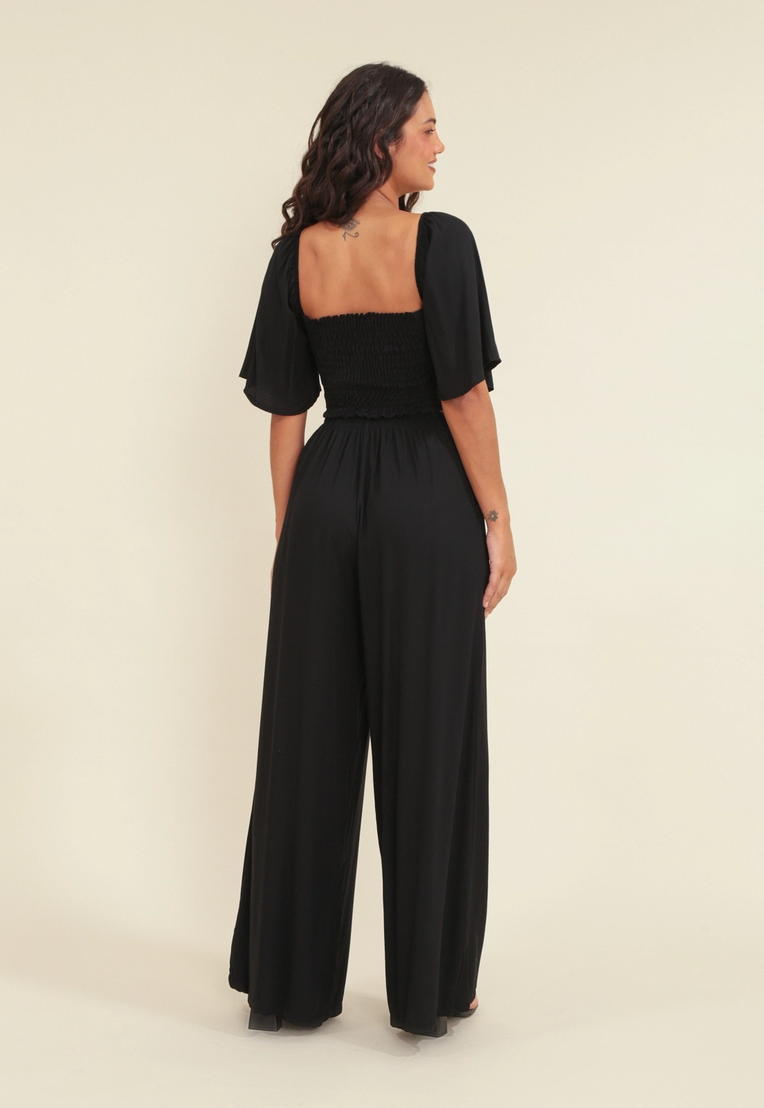 Calça Pantalona Viscose Twill Com Pregas