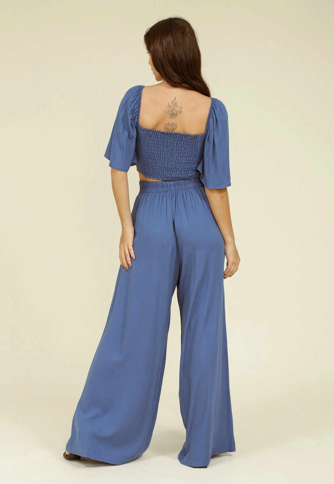 Calça Pantalona Viscose Twill Com Pregas