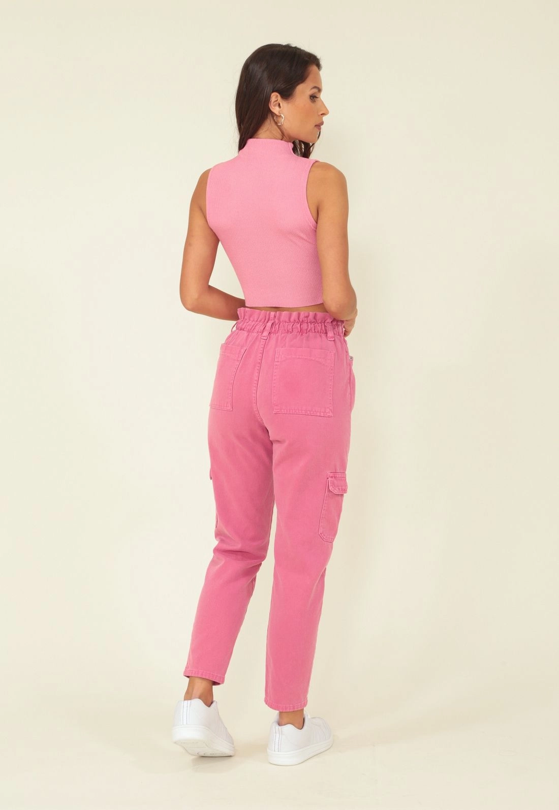 Calça Sarja Estonada Bolso Cargo