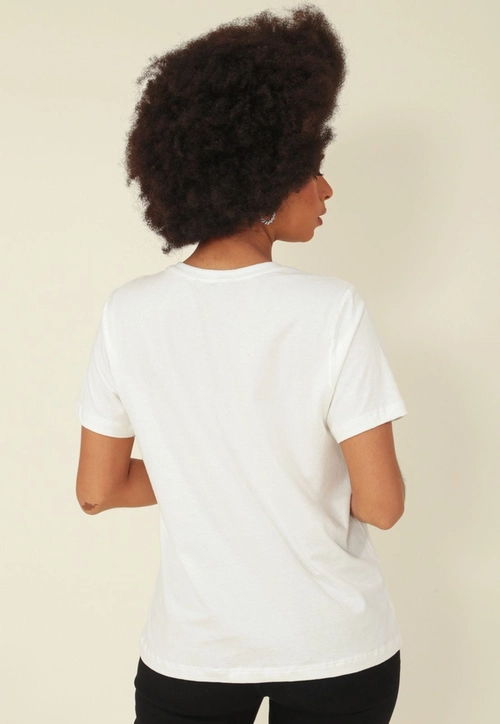 Camiseta Em M/M Manga Curta Com Silk Merci