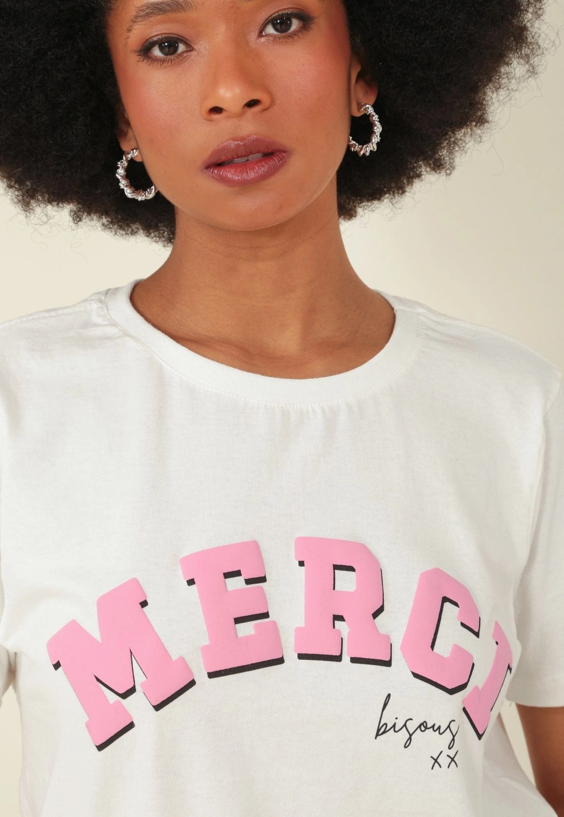 Camiseta Em M/M Manga Curta Com Silk Merci