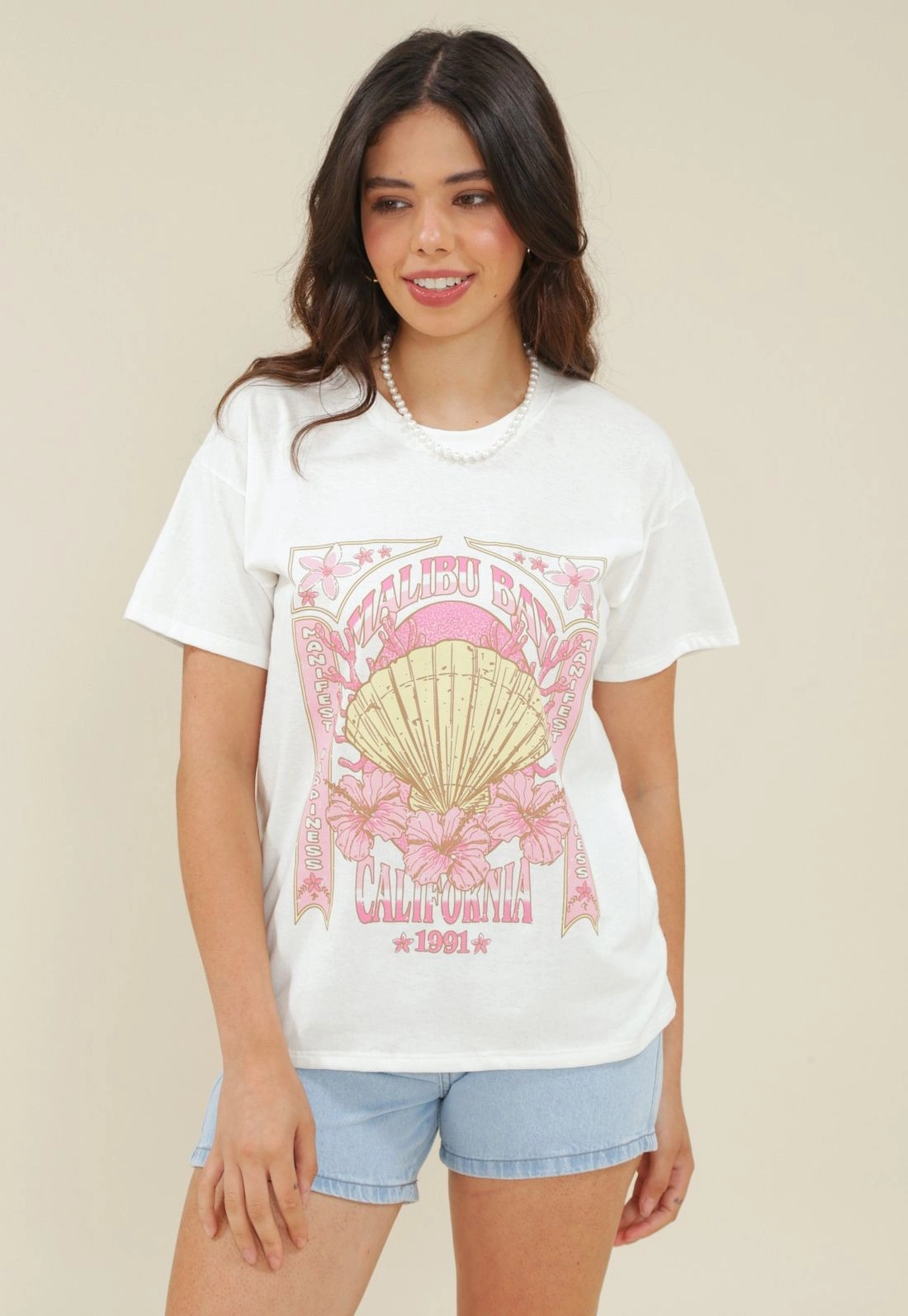 T-Shirt Em Meia Malha Com Silk Concha