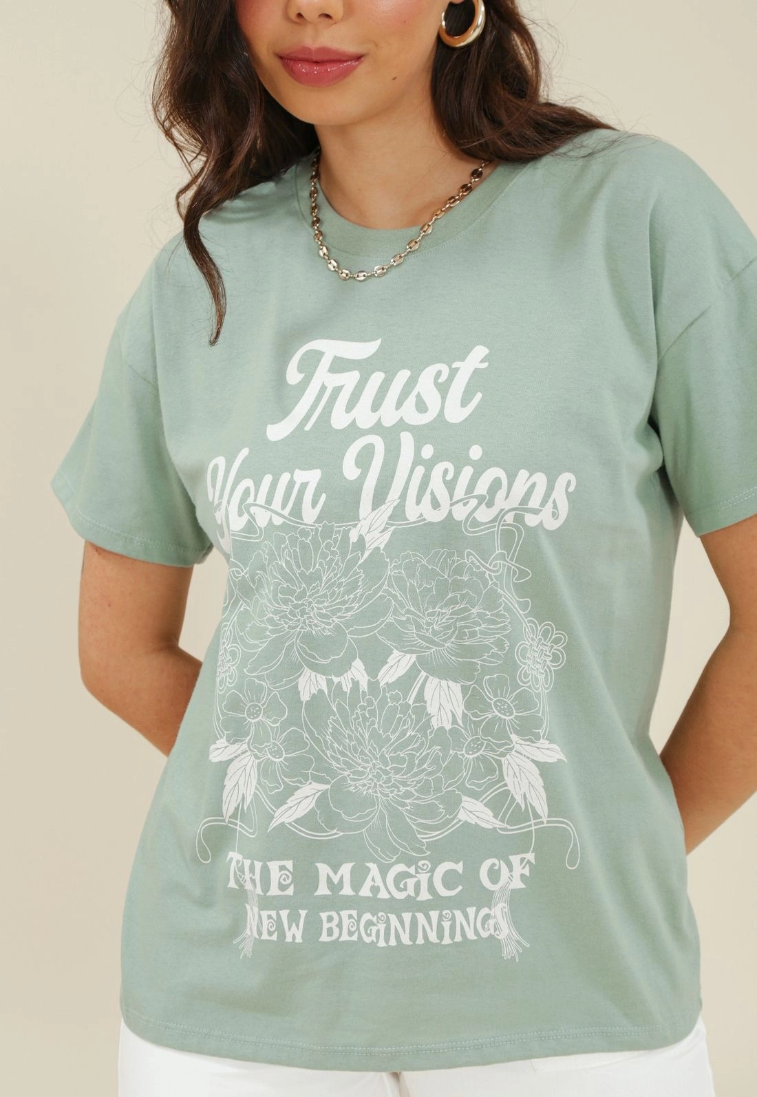 T-Shirt Em Meia Malha Com Silk Flores