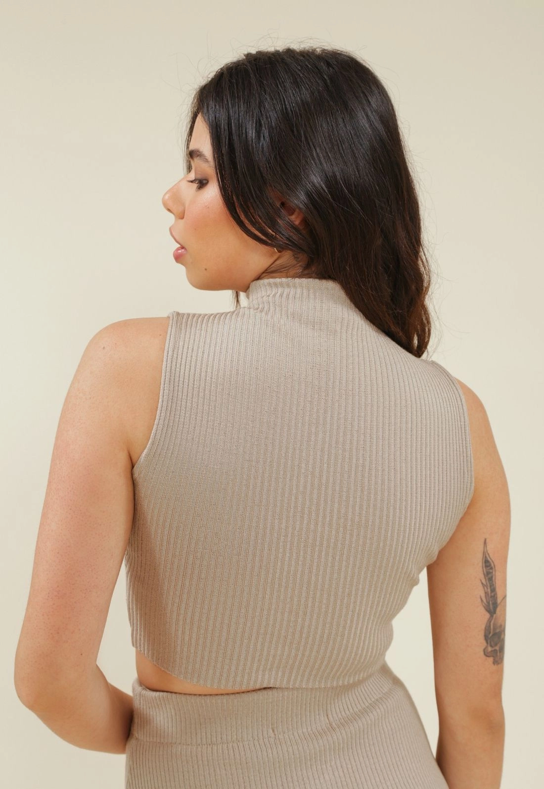 Blusa Tricot Sem Manga Canelado G/Alta