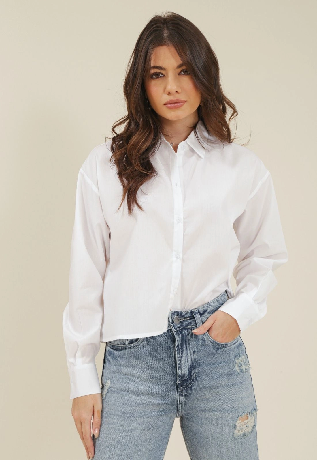 Camisa Longa Em Tricoline