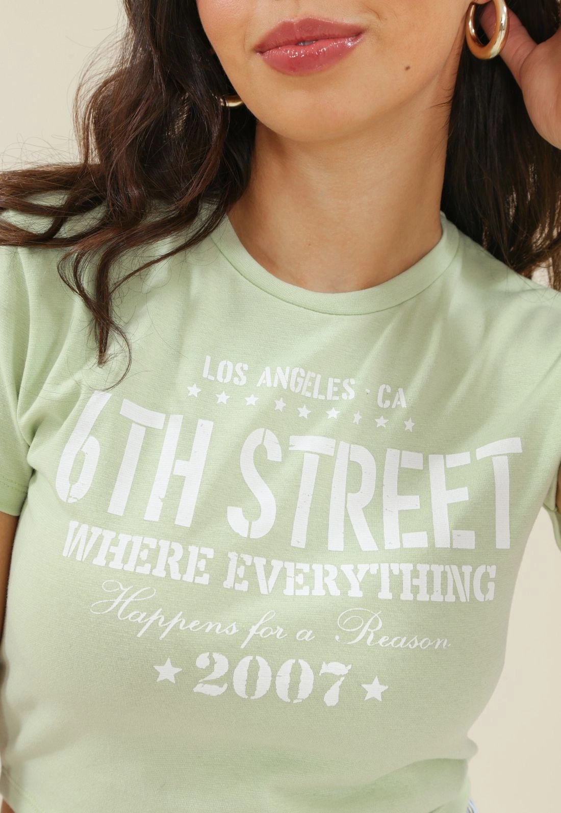 Blusa Cropped Em Cotton Com Manga Curta Estampa Street