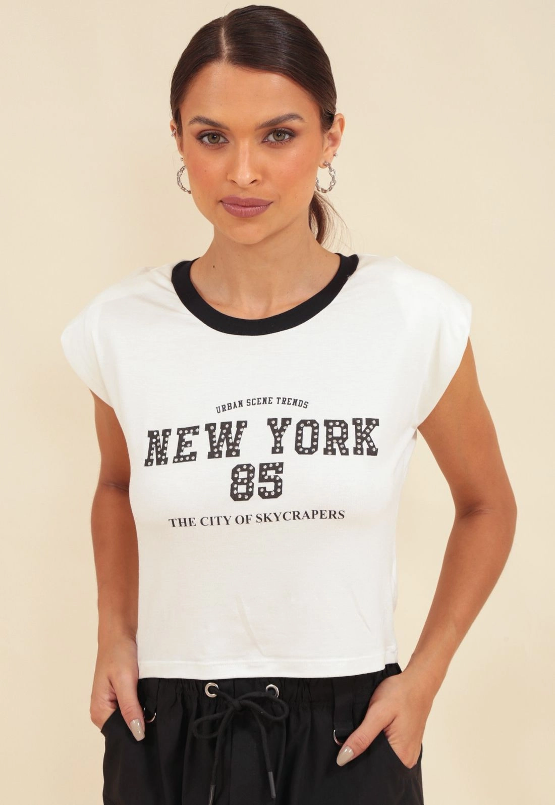 Blusa Viscolycra Muscle Tee Com Ombreira New York