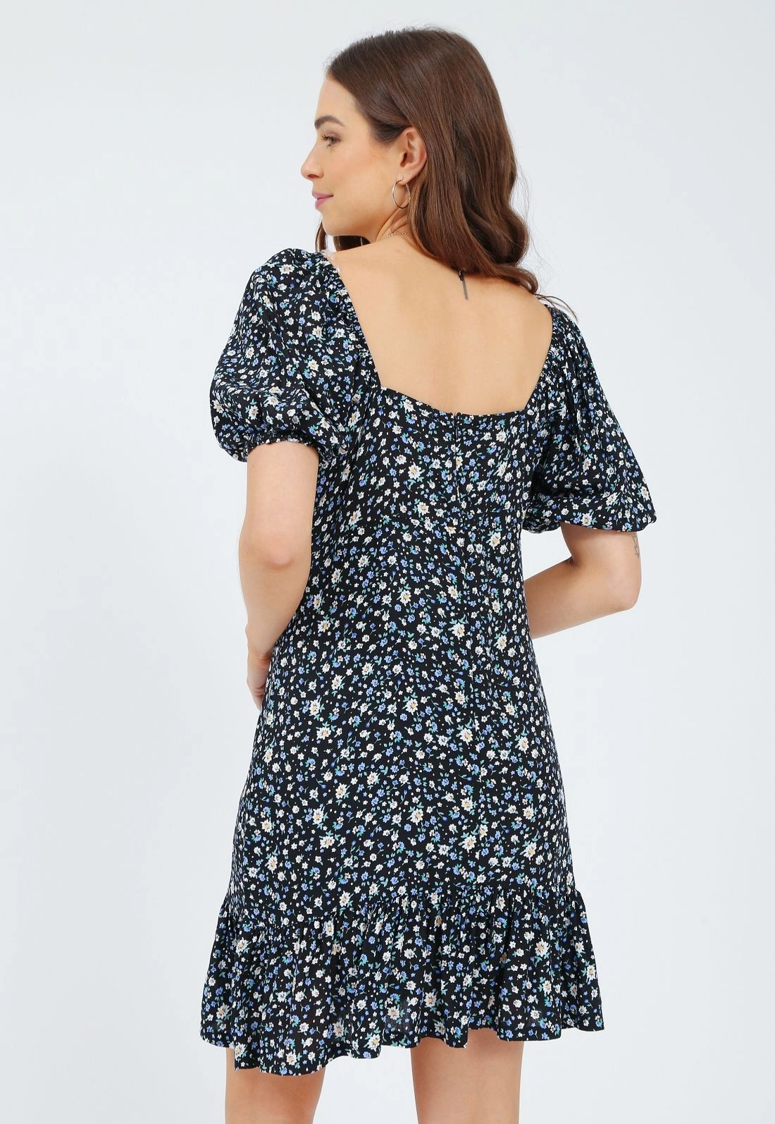 Vestido Viscose Manga Curta Recorte Elo