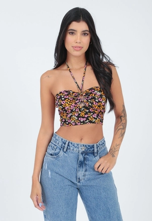 Cropped Alça Estampado Vazado