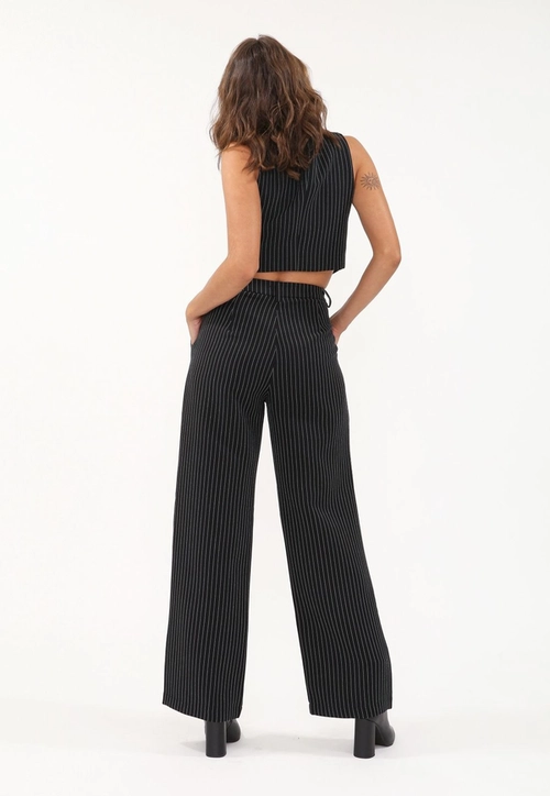 Calca Crepe Risca De Giz Wide Leg P