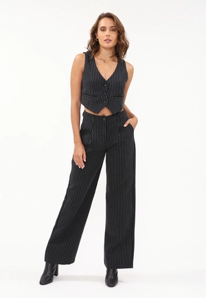 Calca Crepe Risca De Giz Wide Leg P