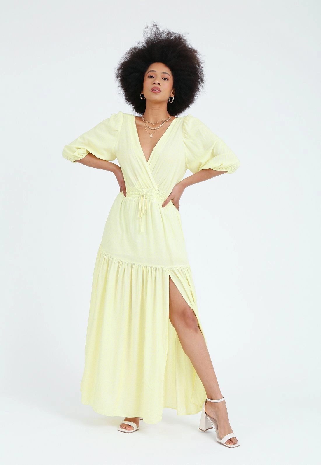 Vestido Viscose 3/4 Fenda