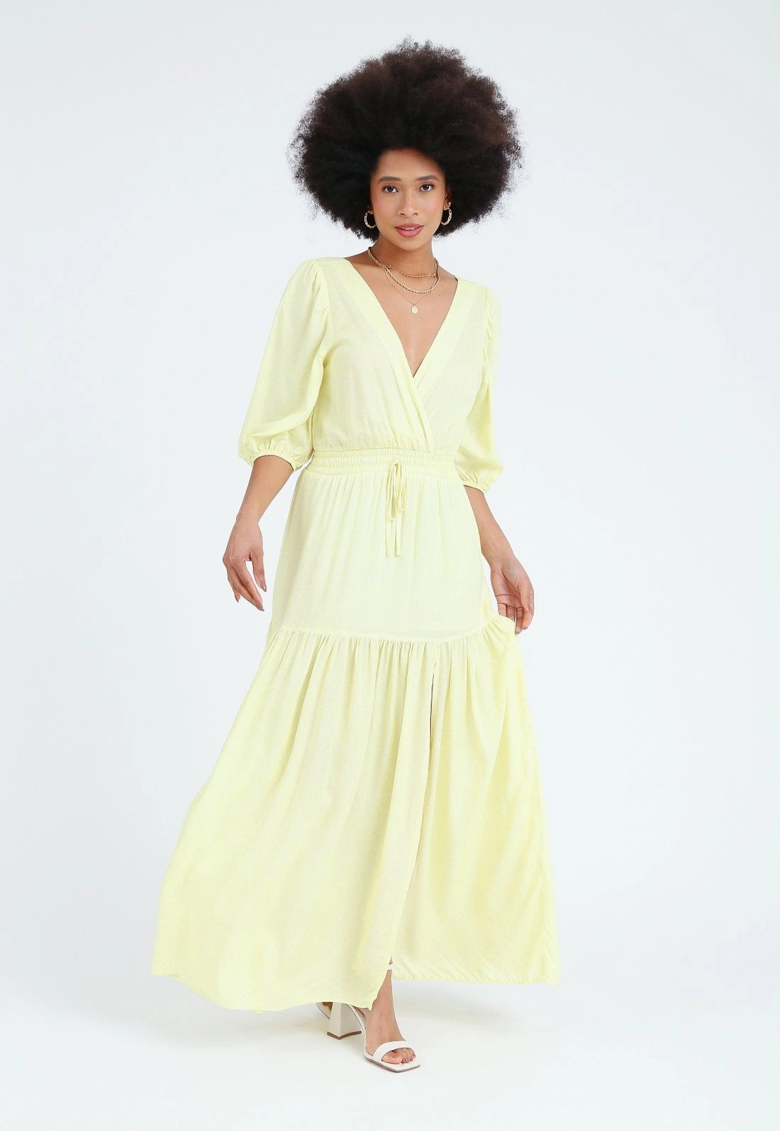 Vestido Viscose 3/4 Fenda