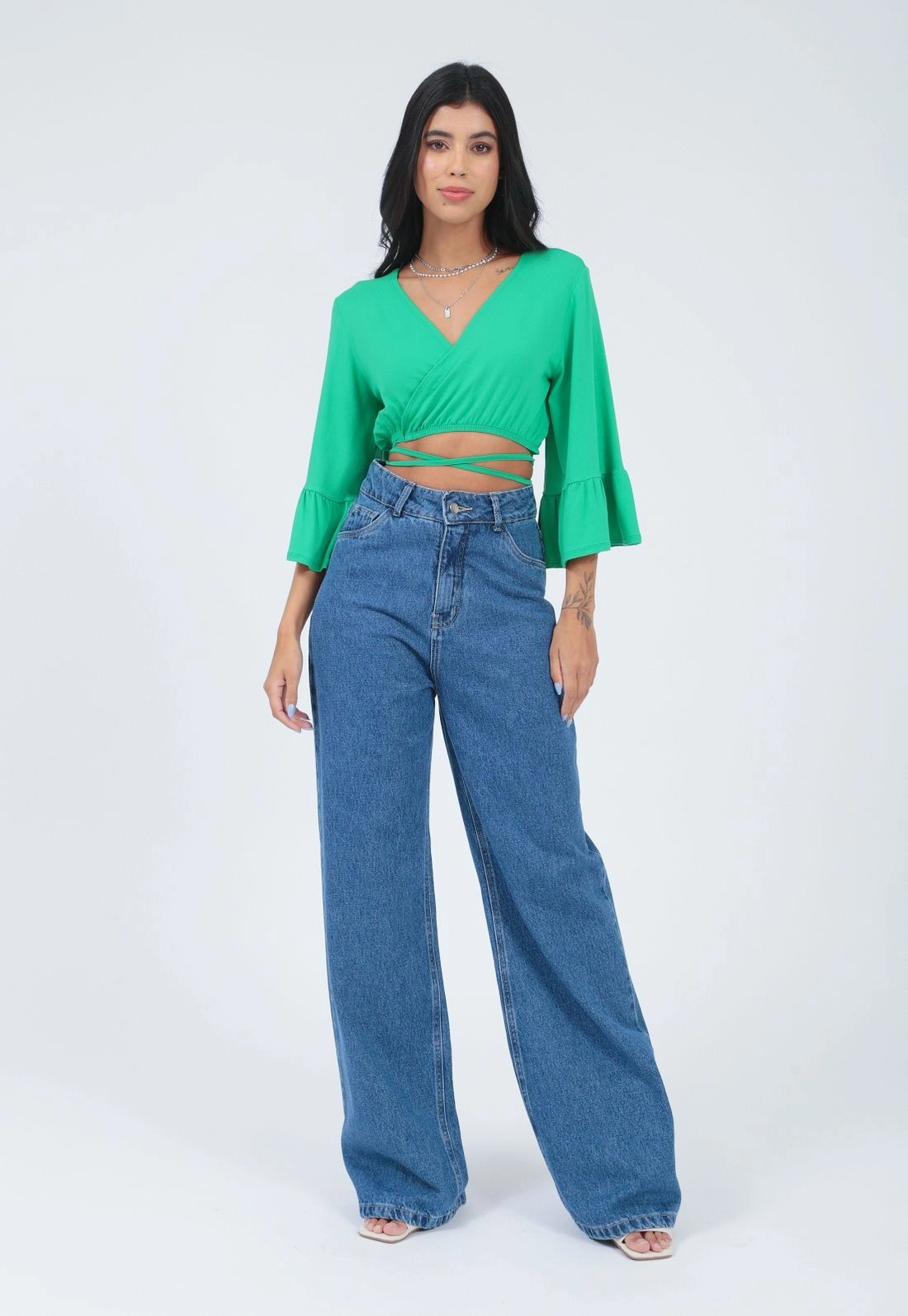 Calça Jeans Wide Leg Escura