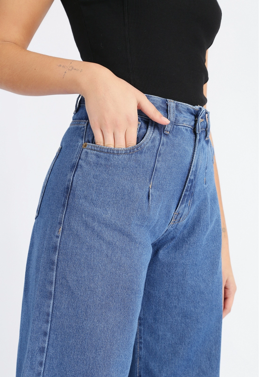 Calça Jeans Pantalona Puido