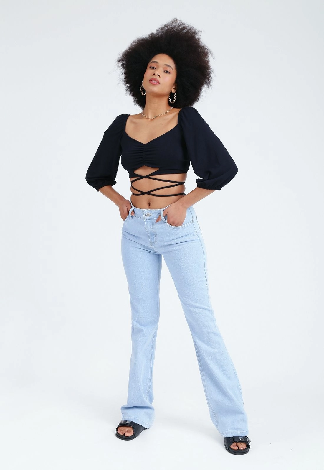 Calça Jeans Lycra Flare